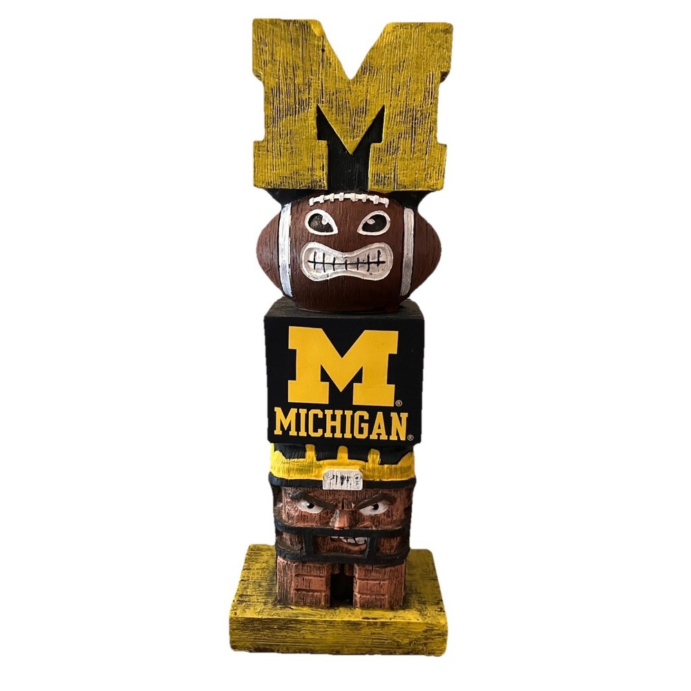 University of Michigan Wolverines Tiki Tiki Totem Garden Statue Painted 14" Tall